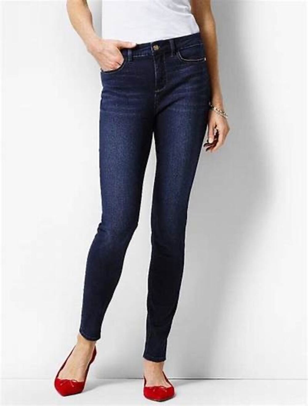 Talbots Flawless Five-Pocket Dark Wash Mid Rise Skinny Jeans Size 2